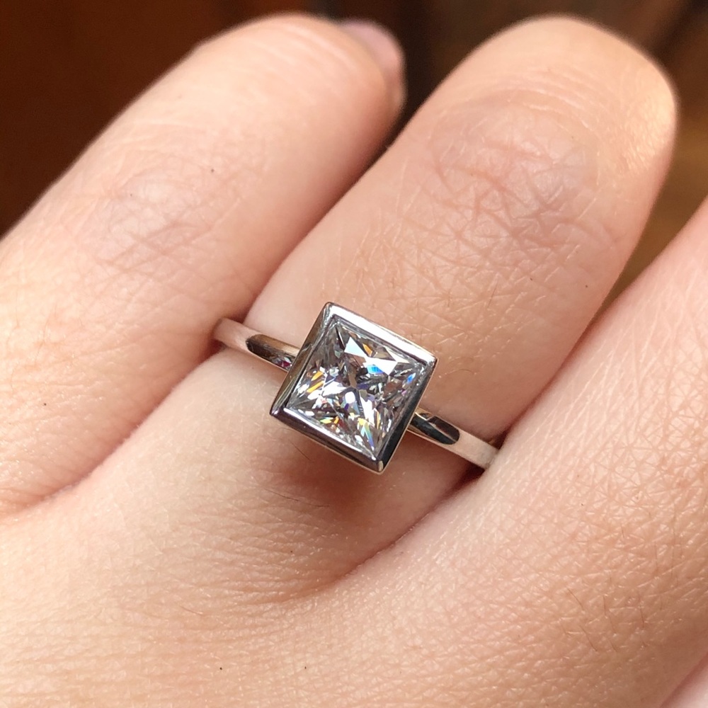 Princess Cut Moissanite Engagement Ring 5.5